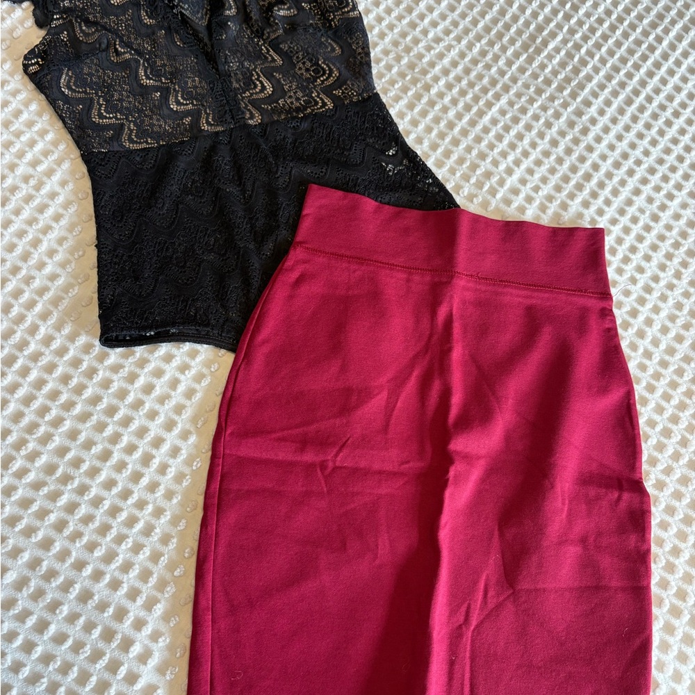 J.O.A. Vibrant Burgundy Pencil Skirt EUC
